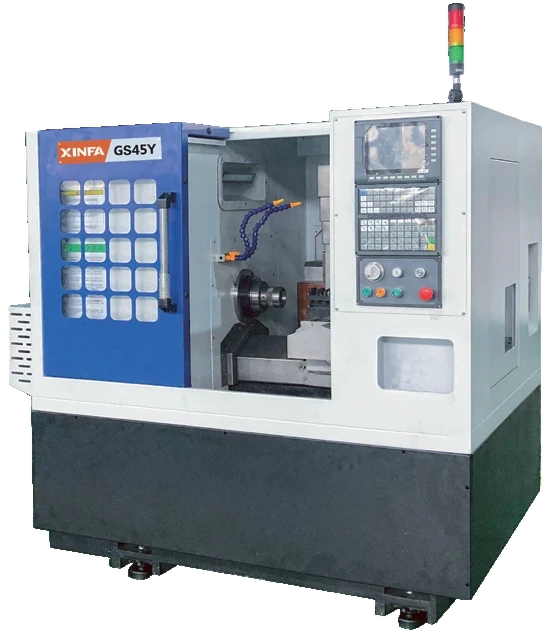 Torno CNC de leito plano GS45Y com cabeçote acionado